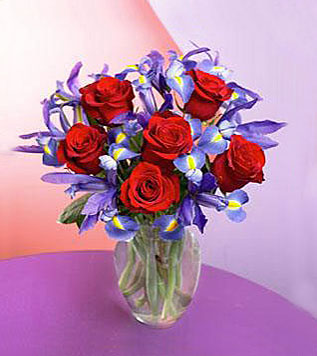 Iris & Red Rose Bouquet